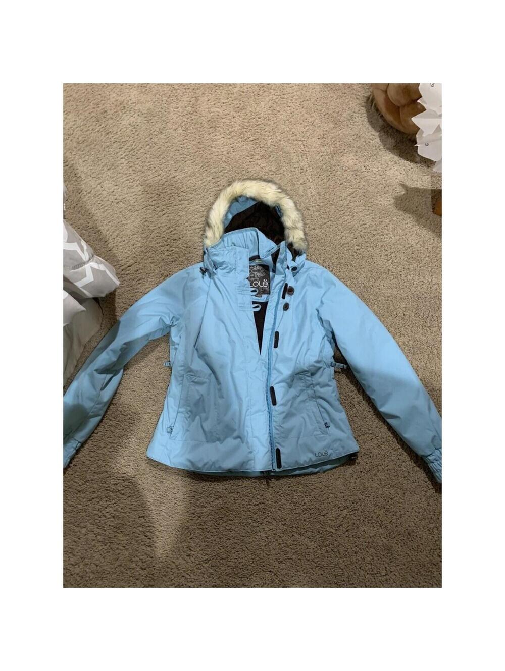 Lole Hooded Ski Snow jacket Size 6 Blue Waterproof Breathable Teflon DWR hooded